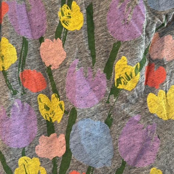 Michael De Feo for J Crew Graphic Gray T-Shirt Tulips Size XXS - Picture 3 of 4